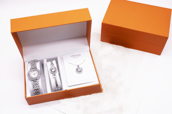 3-piece Rhinestone Watch Set With Bracelet And Necklace - Image 6