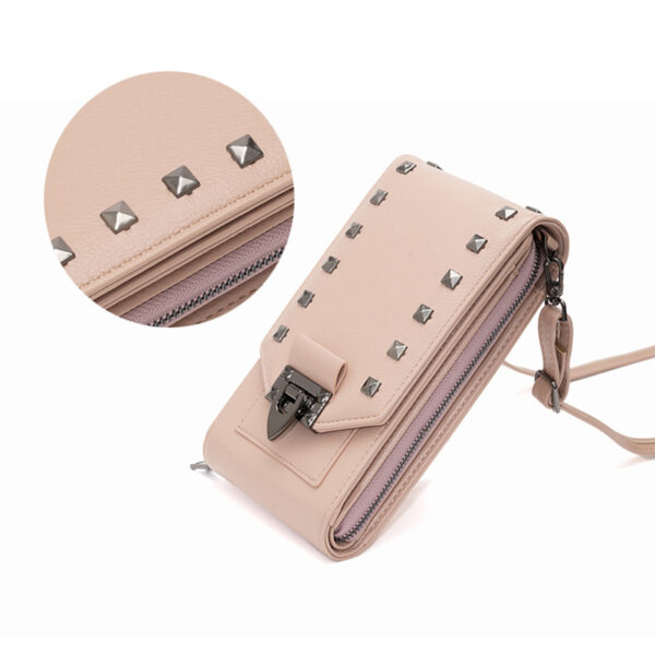 Rivet Design Shoulder Bags Mobile Phone Handbag Solid Color Crossbody Bags Women - Image 3