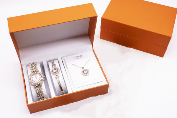 3-piece Rhinestone Watch Set With Bracelet And Necklace - Image 3