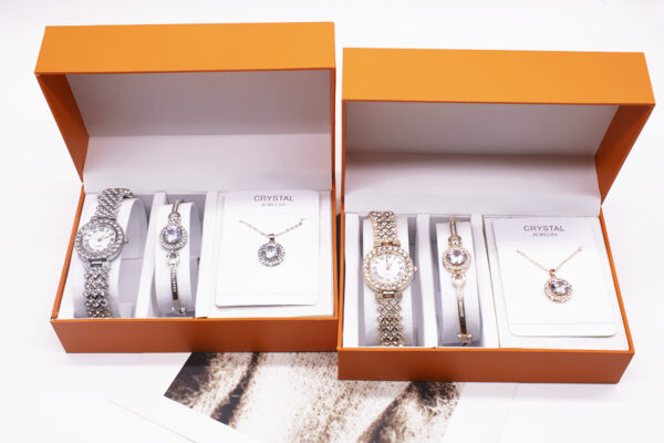 3-piece Rhinestone Watch Set With Bracelet And Necklace - Image 2