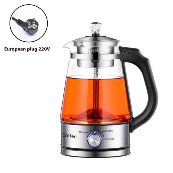 110v American Standard Household Tea Boiler Steam Spray Black Teapot Glass Electric Kettle Coffee Pot - Image 5