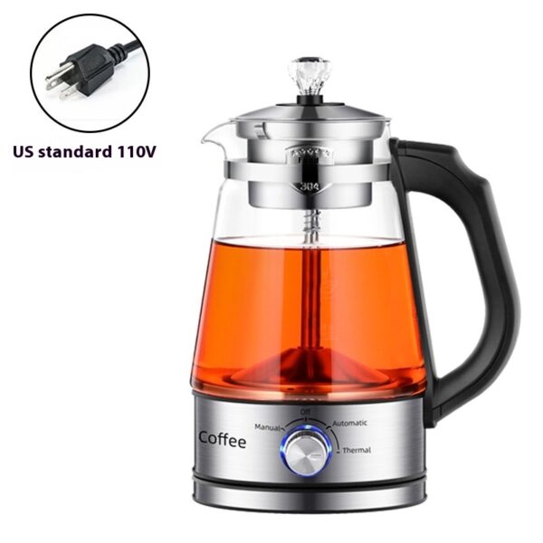 110v American Standard Household Tea Boiler Steam Spray Black Teapot Glass Electric Kettle Coffee Pot - Image 9