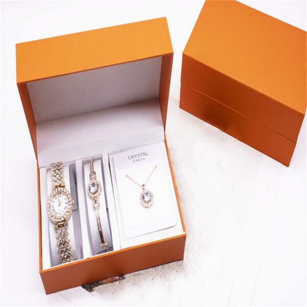 3-piece Rhinestone Watch Set With Bracelet And Necklace - Image 4